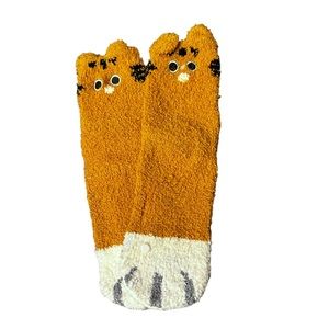 NWT NWT Idowela Ginger Cat CAT Face & Paw Fuzzy Socks